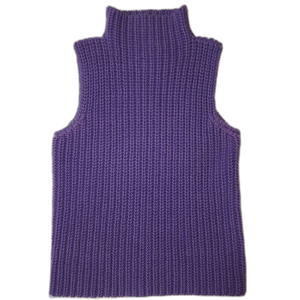 Linda Allard Ellen Tracy Purple Sleeveless Knit Mock Neck Sweater Size M
